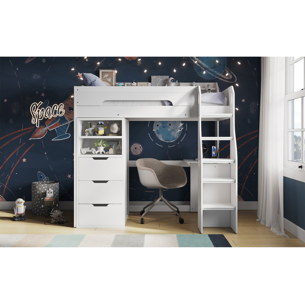 Flair Cosmic White Wooden Storage Sleeper Bed Image 4