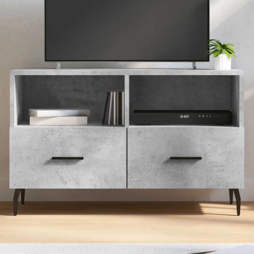 vidaXL 2 Door 2 Shelf Concrete Grey TV Cabinet Image 1