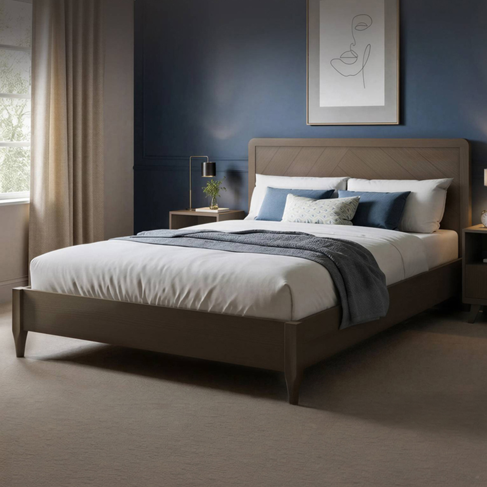 XR Living Clara King Size Dark Oak Wooden Shadow Ottoman Bed Image 1
