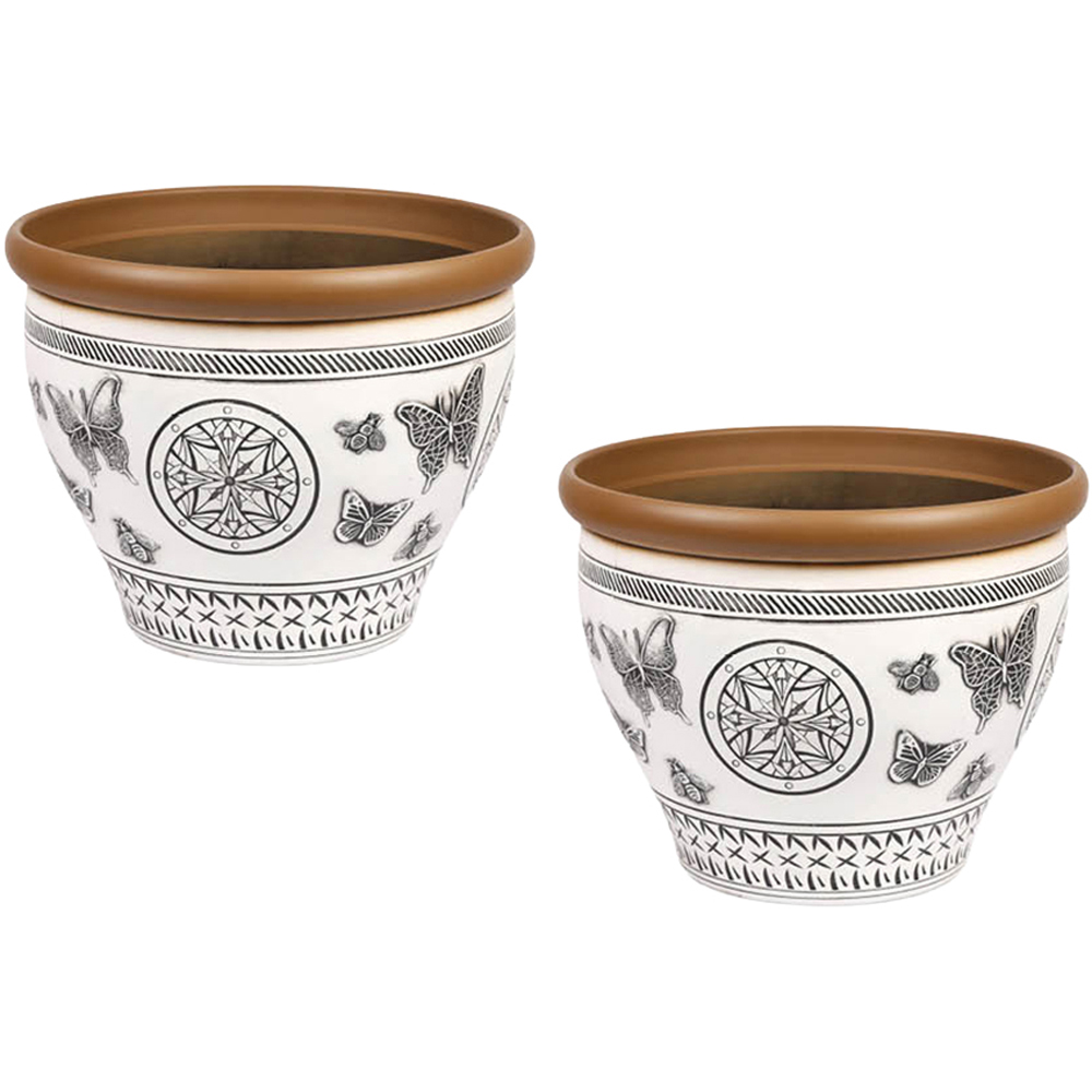 YouGarden Papilio White Planter 38cm 2 Pack Image 1