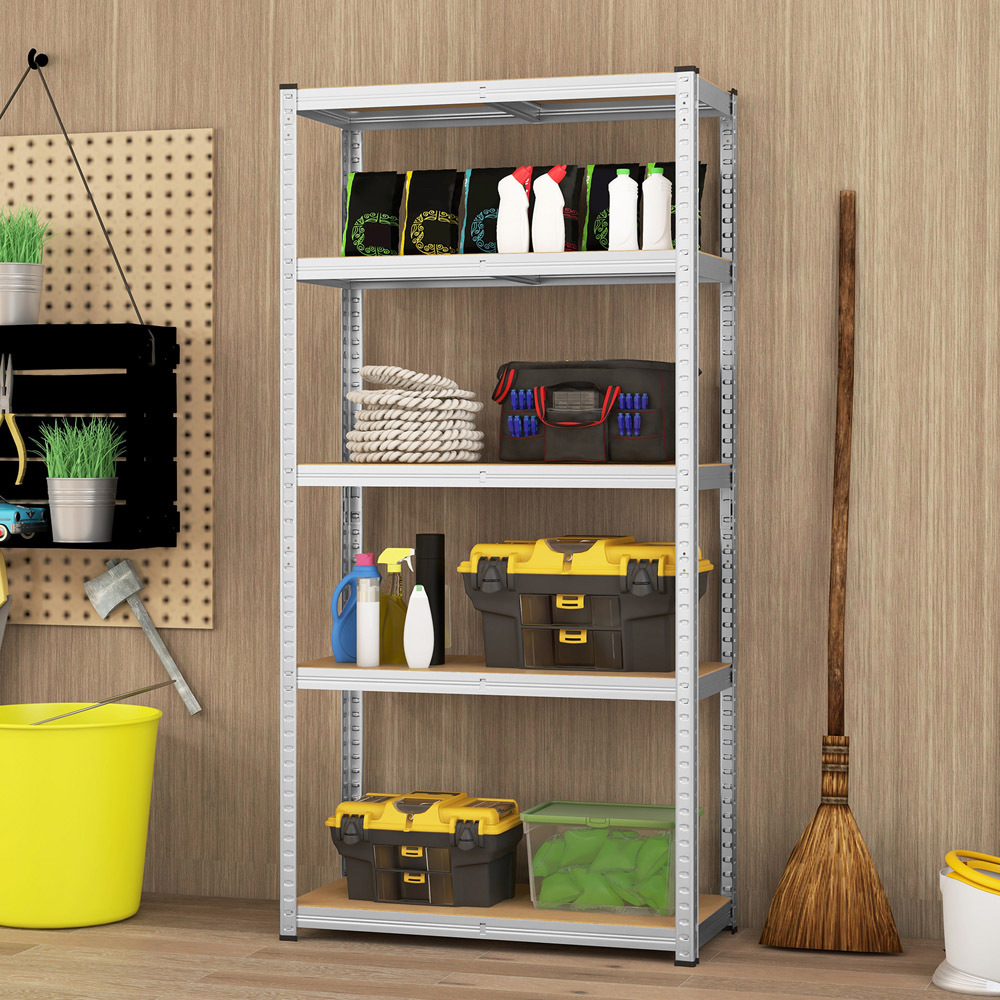 Costway Silver 5 Tier Metal Anti Tipping Shelving Unit Image 4