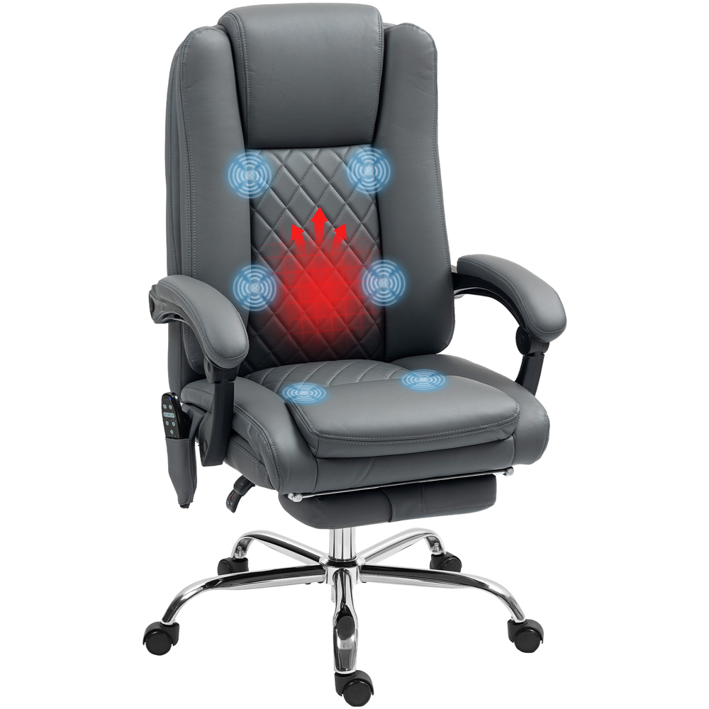 Portland Grey PU Leather Massage Recliner Office Chair Image 2