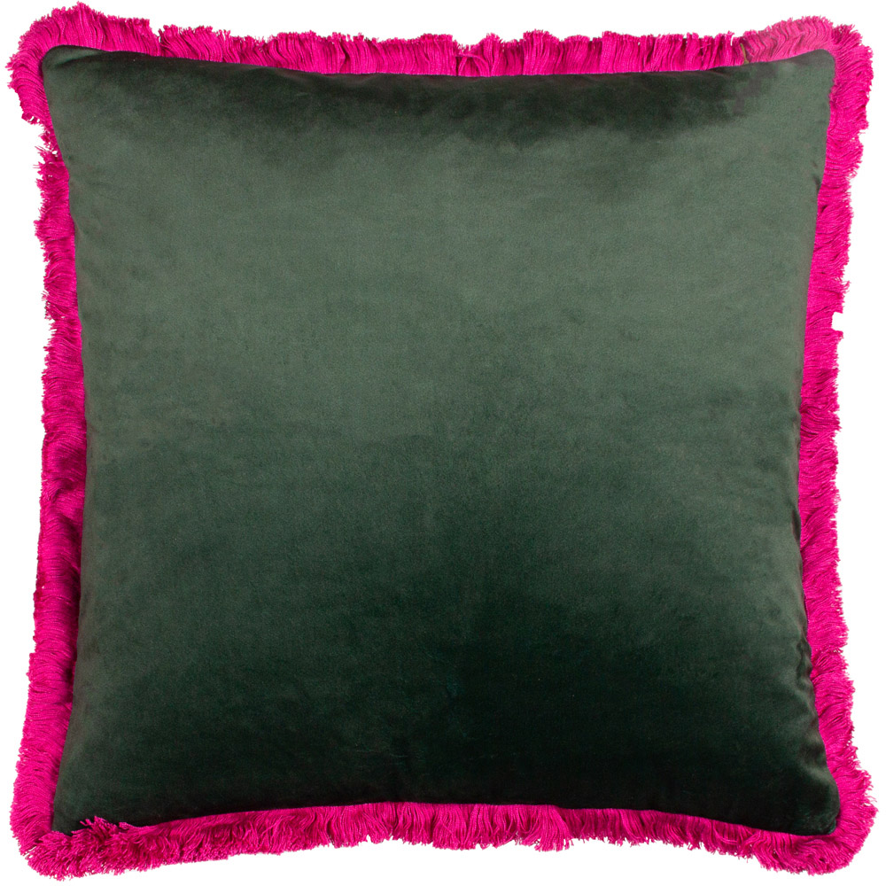 Paoletti Lupita Emerald and Pink Fringed Cushion Image 5