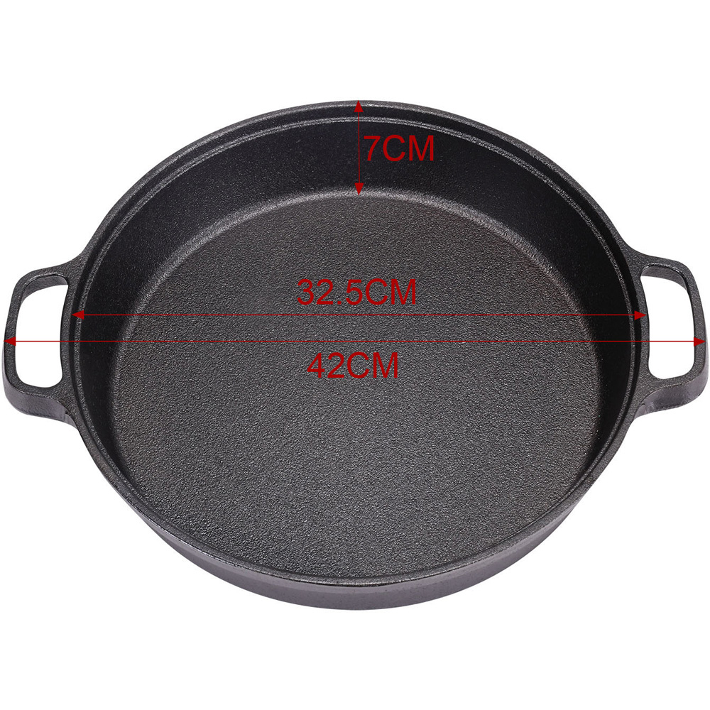 Living and Home Dia Cast Iron Round Skillet with Dual Handle 32cm Image 7