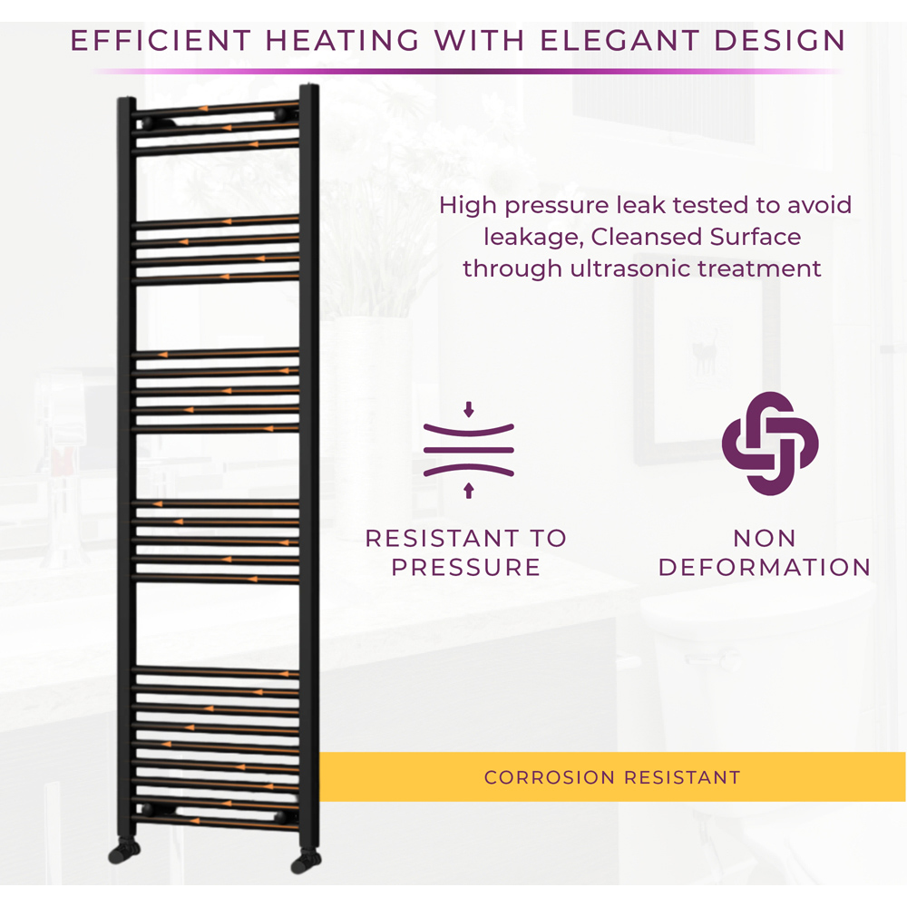Go Bathrooms Nola Black Heated Towel Rail 1600 x 500mm Image 3