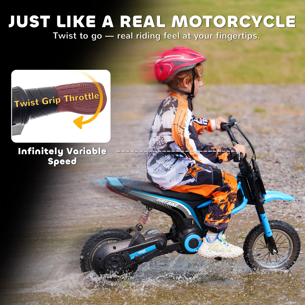 Tommy Toys Blue Kids Electric Motorbike with Twist Grip Throttle 24V Image 4