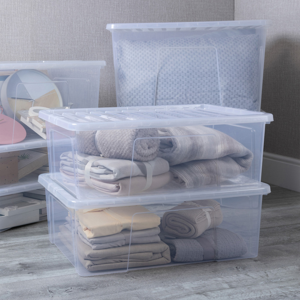 Wham 68L Clear Crystal Storage Box with Lid 4 Pack Image 2