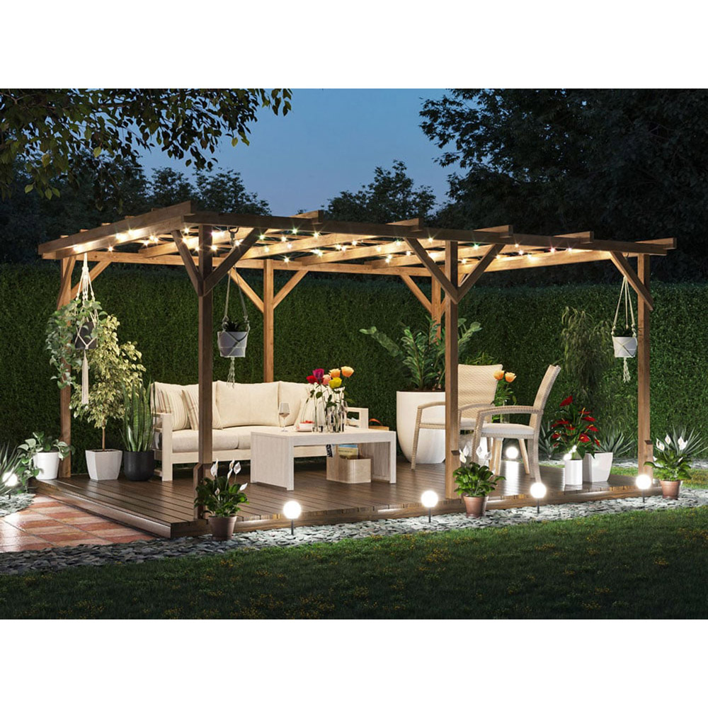 Dunster House Utopia 4 x 3m Brown Wooden Plant Frame Pergola Image 3