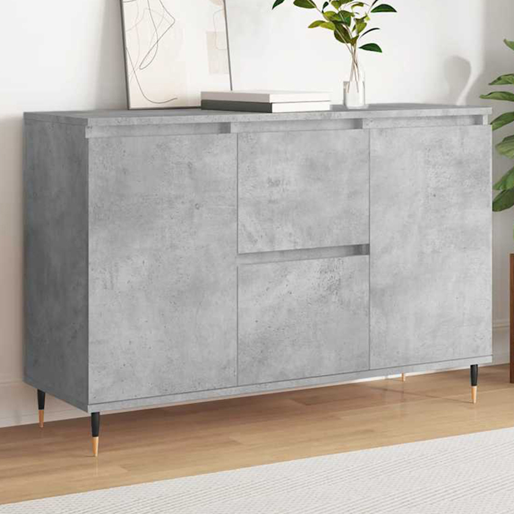 vidaXL 2 Door 2 Drawer Concrete Grey Wooden Sideboard Image 1
