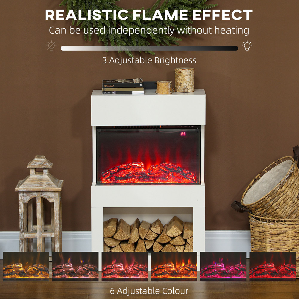 HOMCOM White Electric Fireplace and Mantel with Remote 2000W Image 8