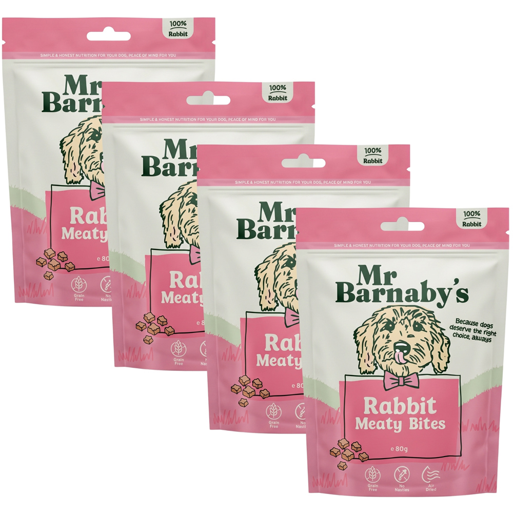 Mr Barnaby's Rabbit Meaty Bites Dog Treats 80g 4 Pack Image 1