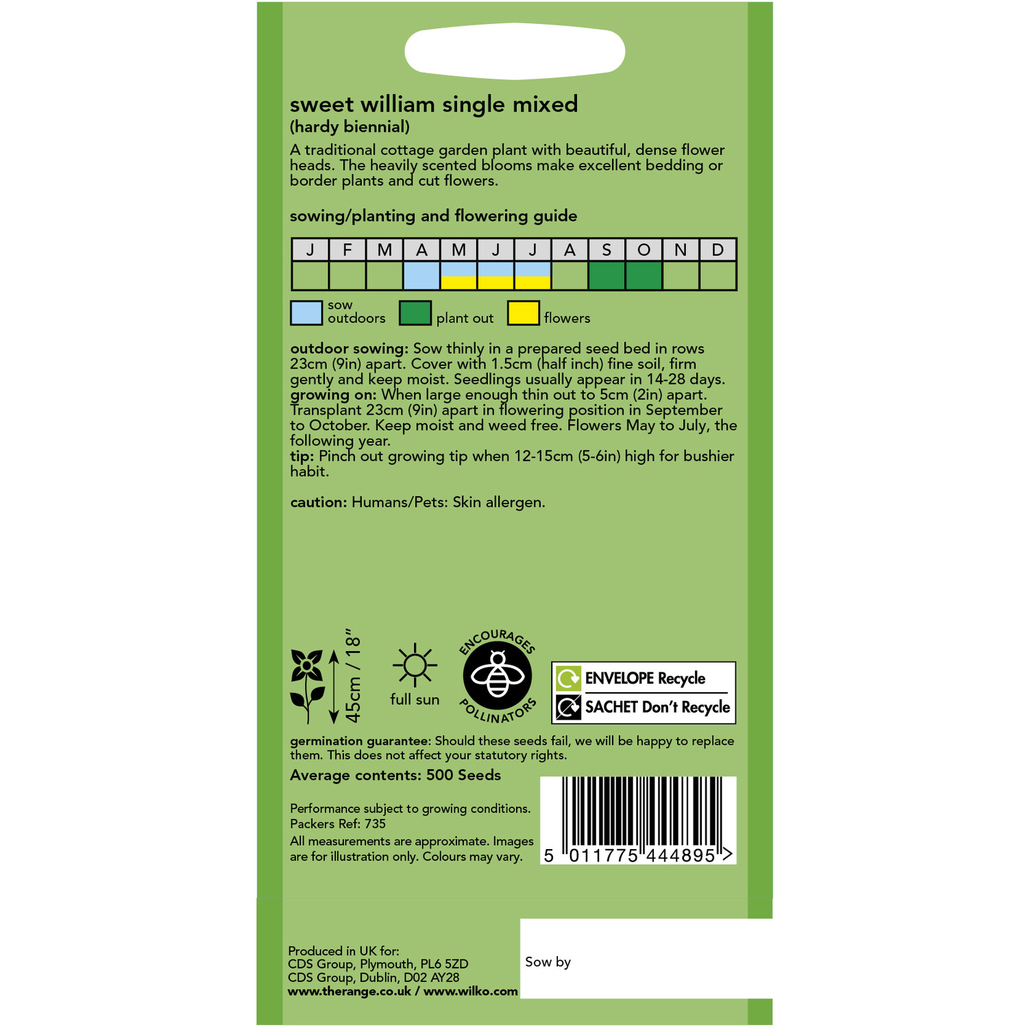 Wilko Mixed Single Sweet William Seeds Image 2