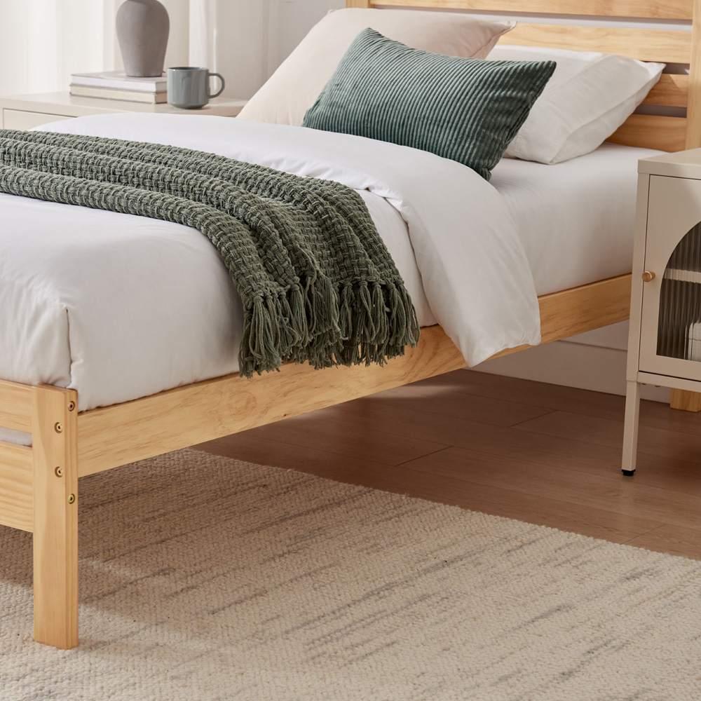 Furniturebox Cadhla Single Oak Stain Solid Pine Bed Frame Image 4