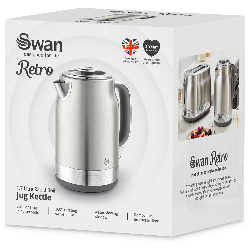 Swan Retro Revive Silver Rapid Boil 1.7L Jug Kettle Image 2