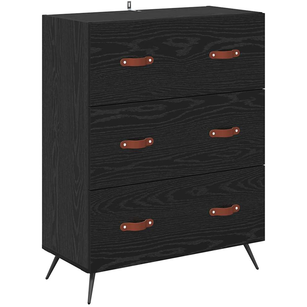 vidaXL 2 Door 3 Drawer Black Oak Sideboard Image 8