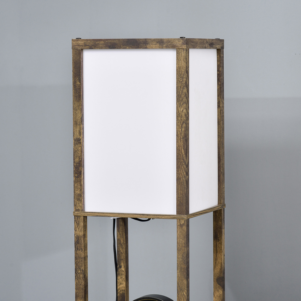Portland 3 Shelf Rustic Brown Floor Lamp Image 3