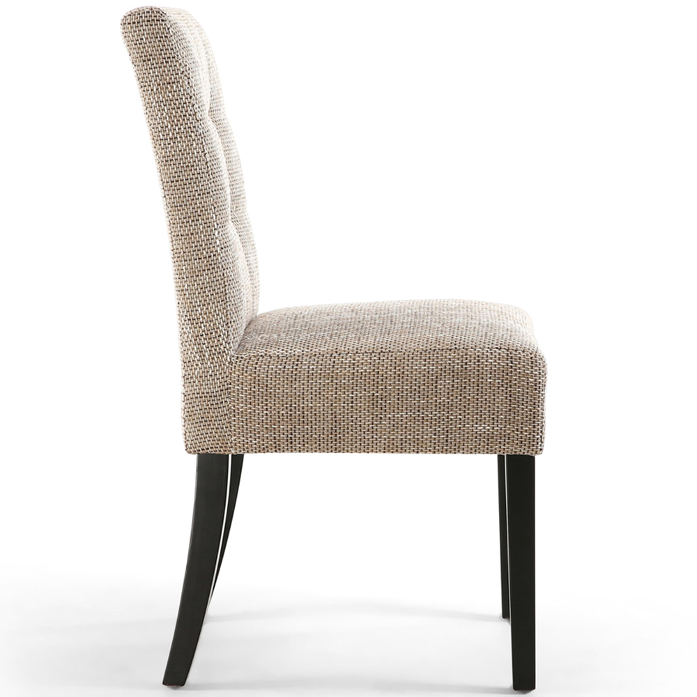 Portland Harlow Oatmeal Tweed Black Legs Waffle Back Dining Chair Image 3