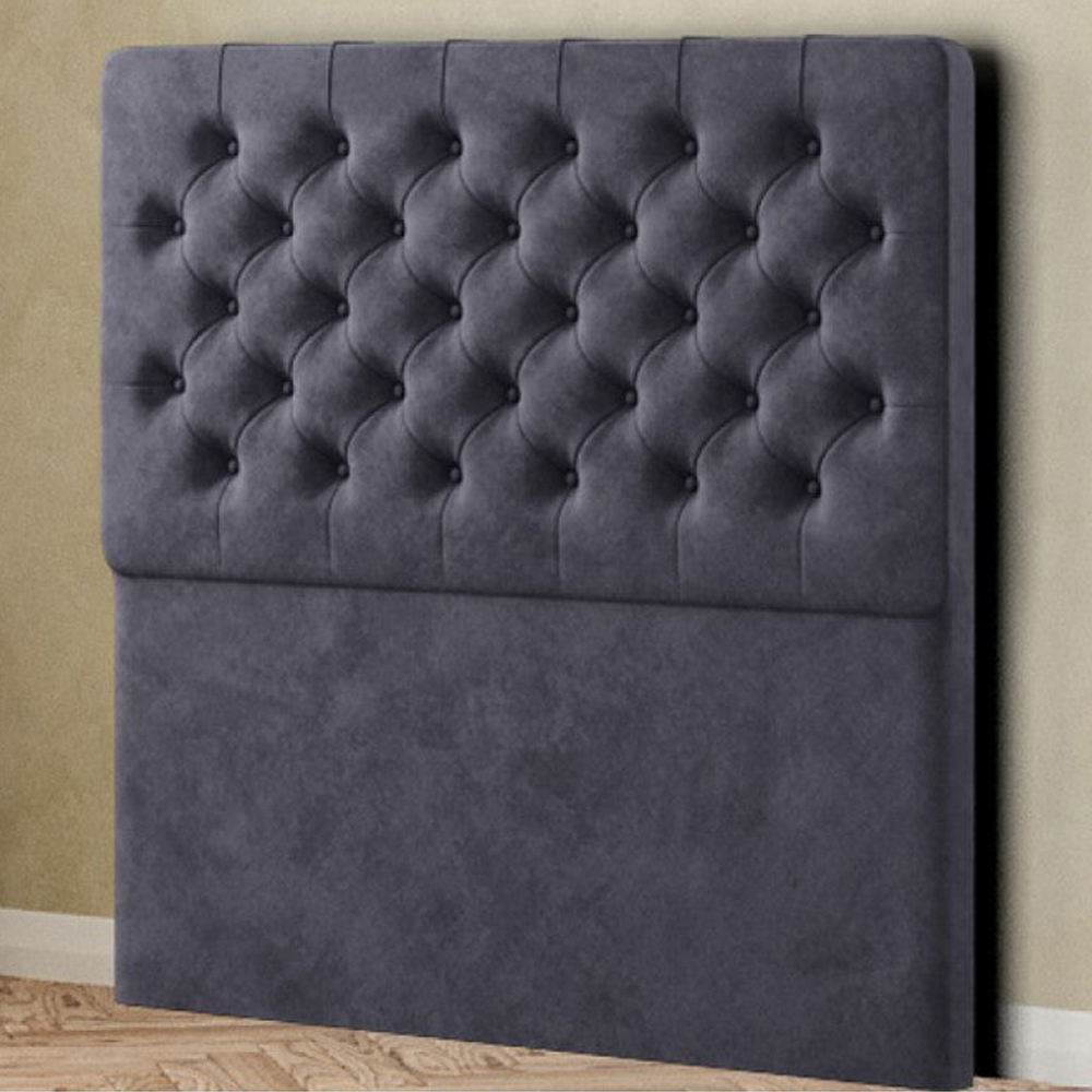 Eleganza Mary Chesterfield King Black Linen Floor Standing Headboard Image 1