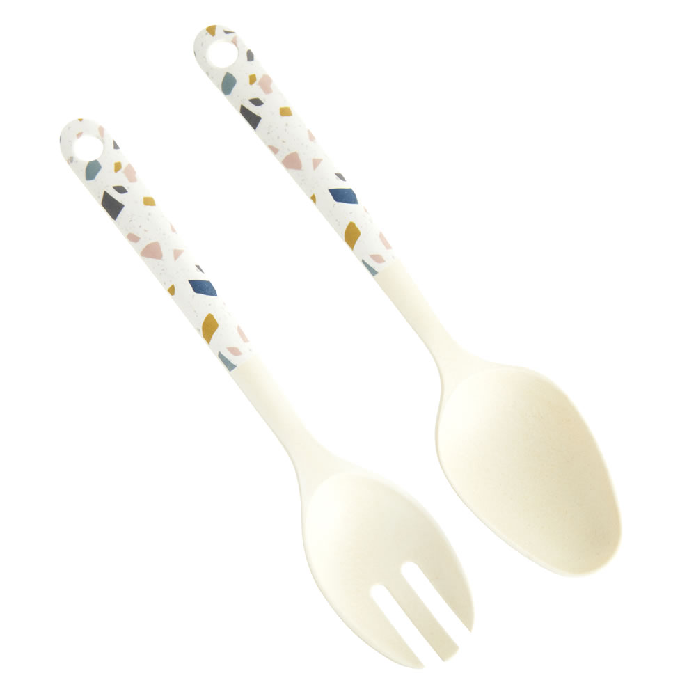 Wilko Bamboo Salad Spoon and Fork Set Wilko