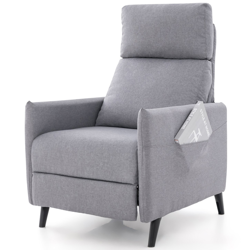 Costway Grey Recliner Armchair with Footrest Image 2