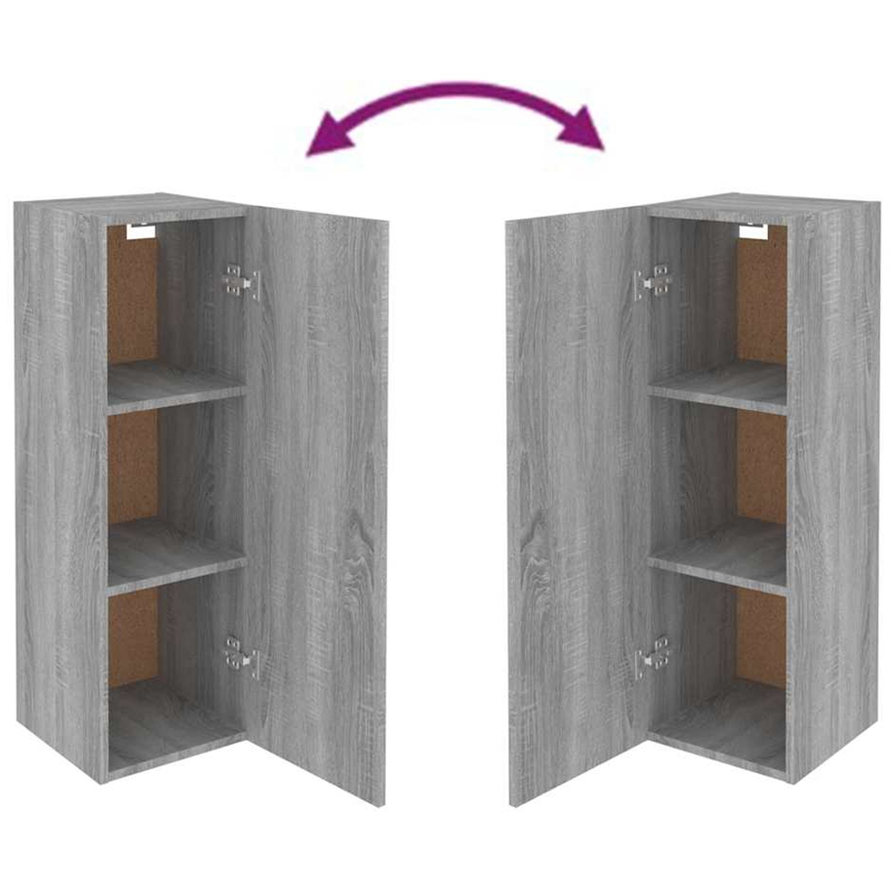 vidaXL Single Door Grey Sonoma Wall Mounted TV Cabinet 2 Pack Image 8