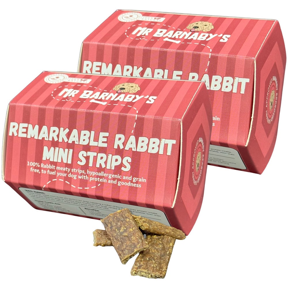 Mr Barnaby's Remarkable Rabbit Mini Strips Dog Treats 2 Pack Image 1