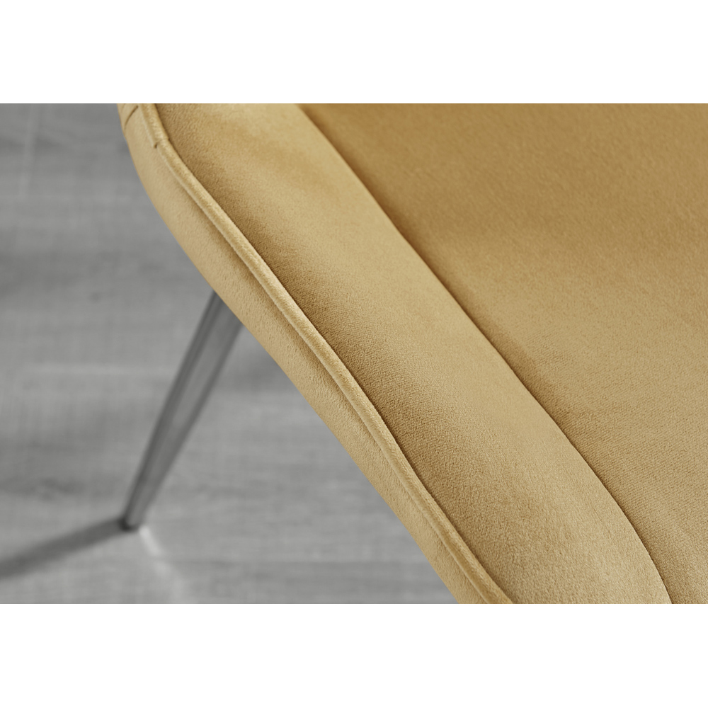 Furniturebox Cesano Set of 2 Mustard Yellow and Chrome Velvet Dining Chair Image 8