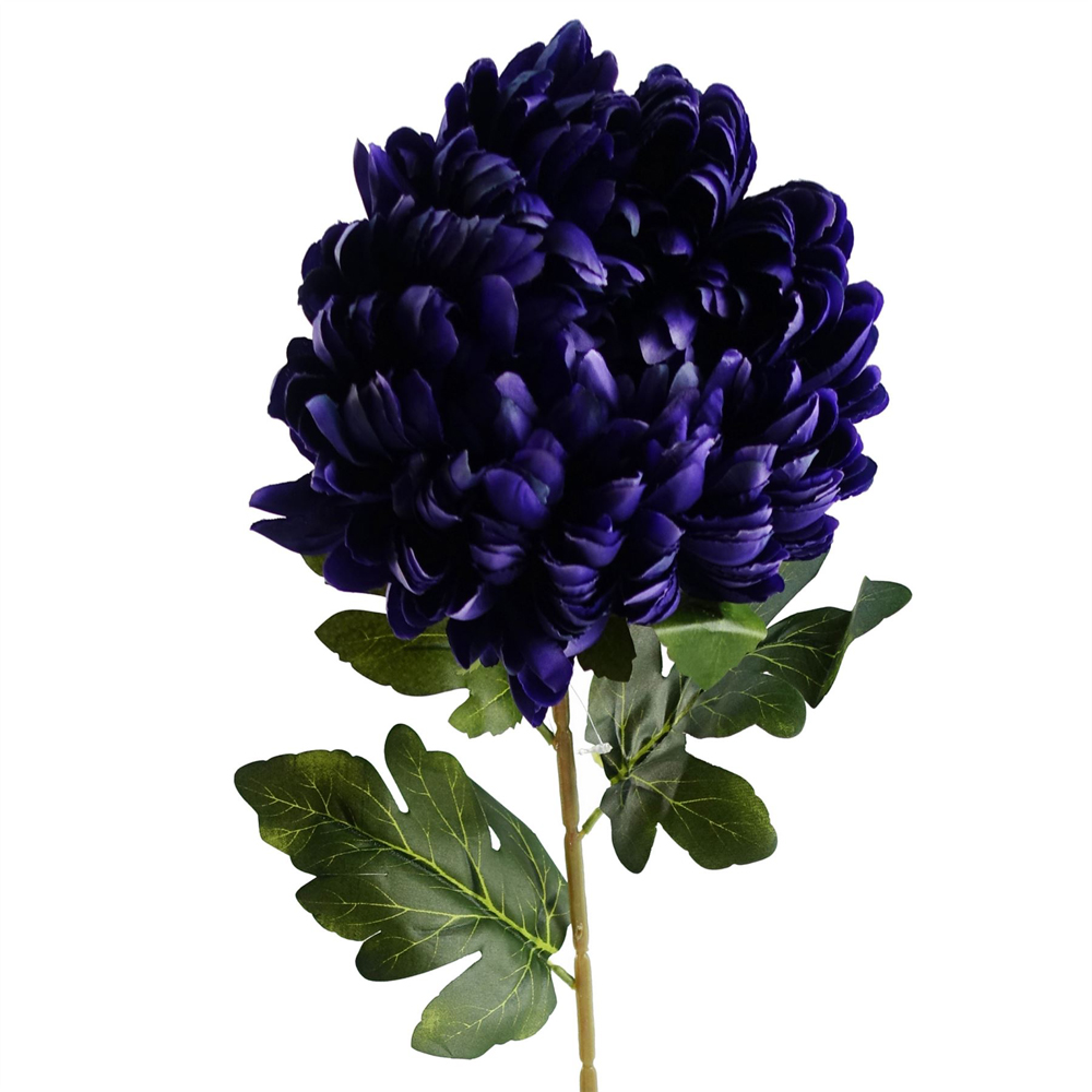 Leaf Purple Extra Large Reflex Chrysanthemum Single Stem Artificial Flower 2.5ft 6 Pack Image 6