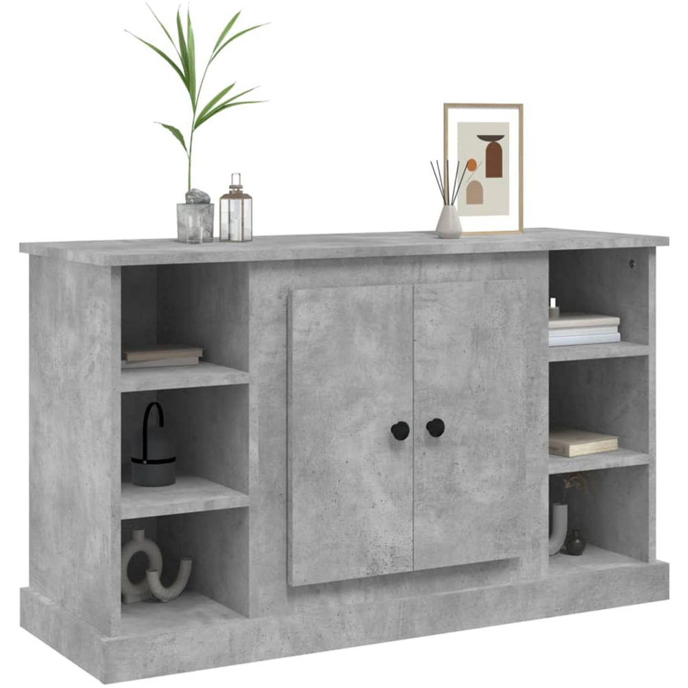 vidaXL 2 Door 6 Shelf Concrete Grey Wooden Sideboard Image 4