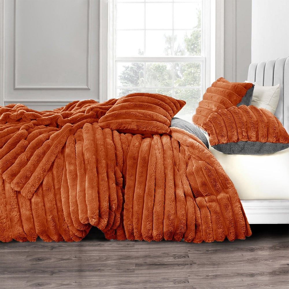 Velosso Super King Size Rust Jumbo Cord Duvet Set Image 1