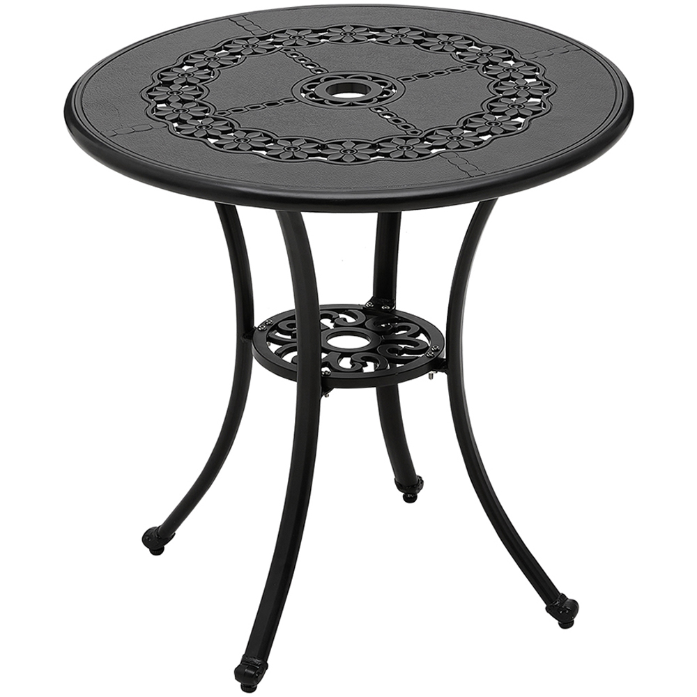 Living and Home Cast Aluminium Round Bistro Table with Parasol Hole Image 2