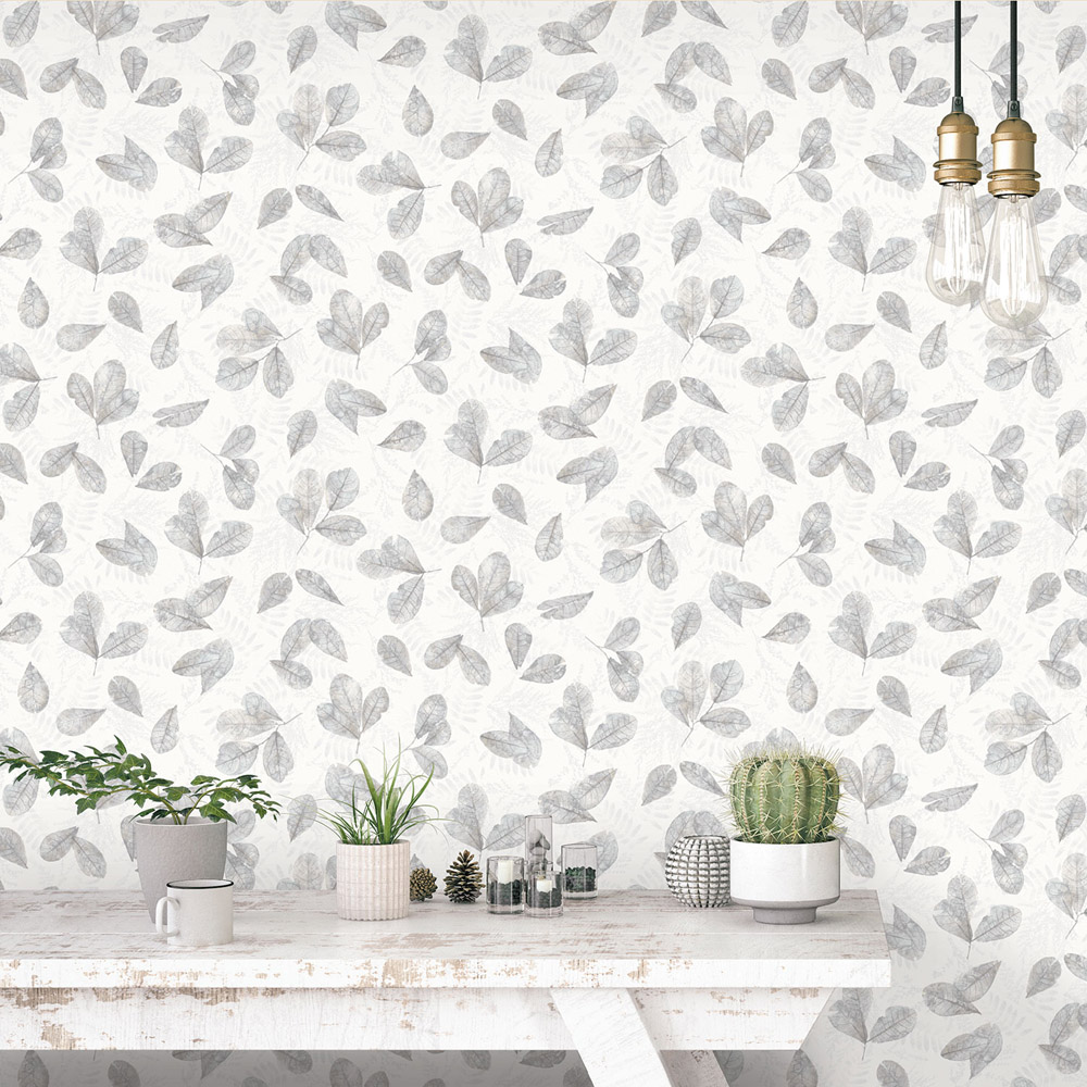 Galerie Evergreen Leaf Grey Wallpaper Image 2