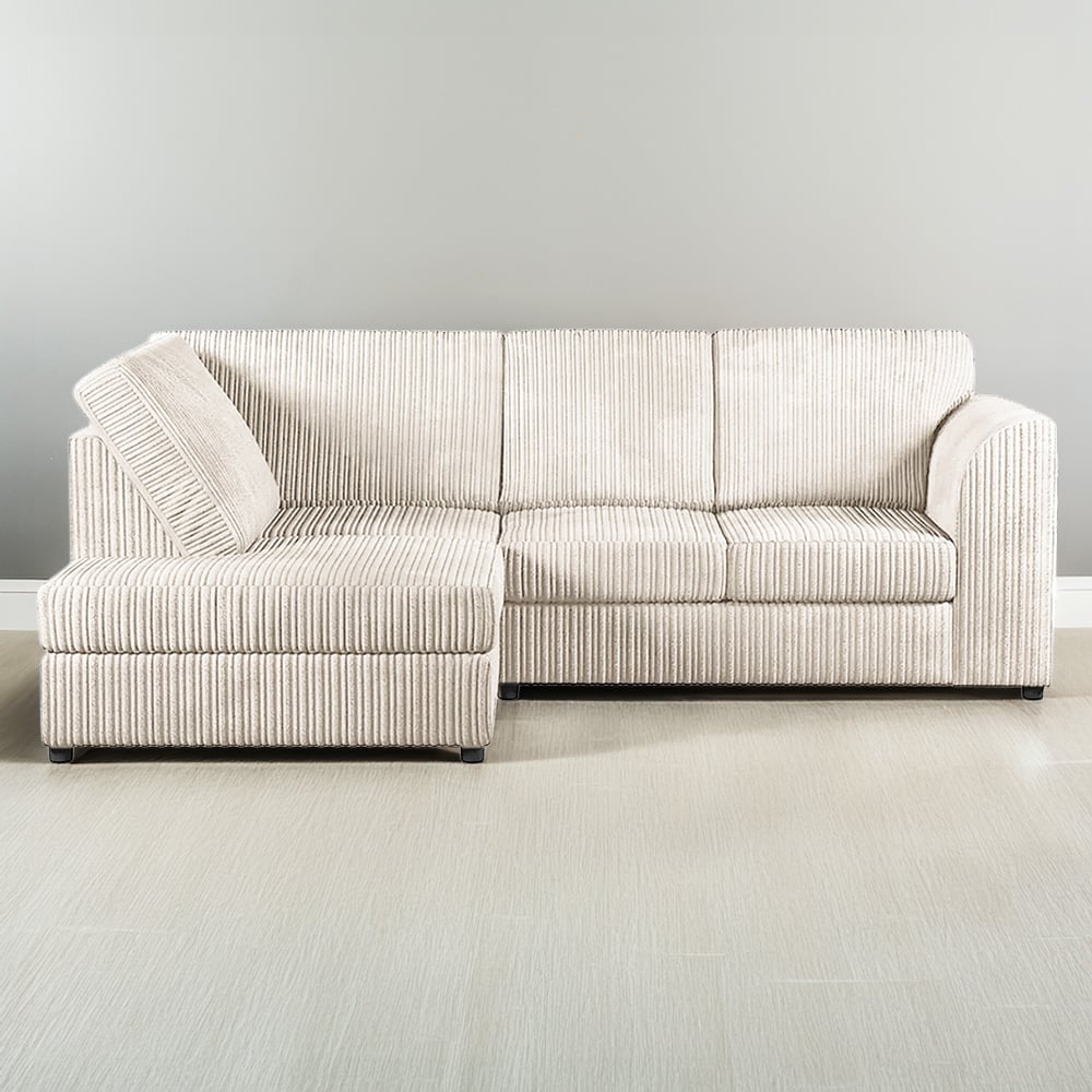 Luxor 4 Seater Cream Jumbo Cord Full Back Left Hand L Shape Corner Sofa Image 1