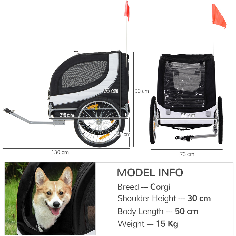 PawHut Dog Bike Trailer Black Image 7