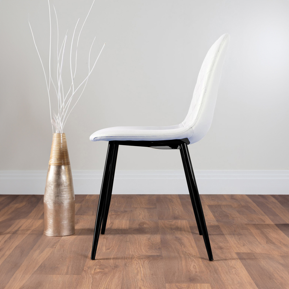 Furniturebox Arona Solara 4 Seater Round Dining Set Black and White Image 4