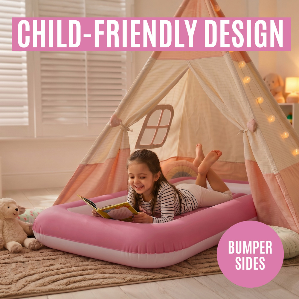 Milestone Pastel Pink Flocked Kids Airbed Image 3