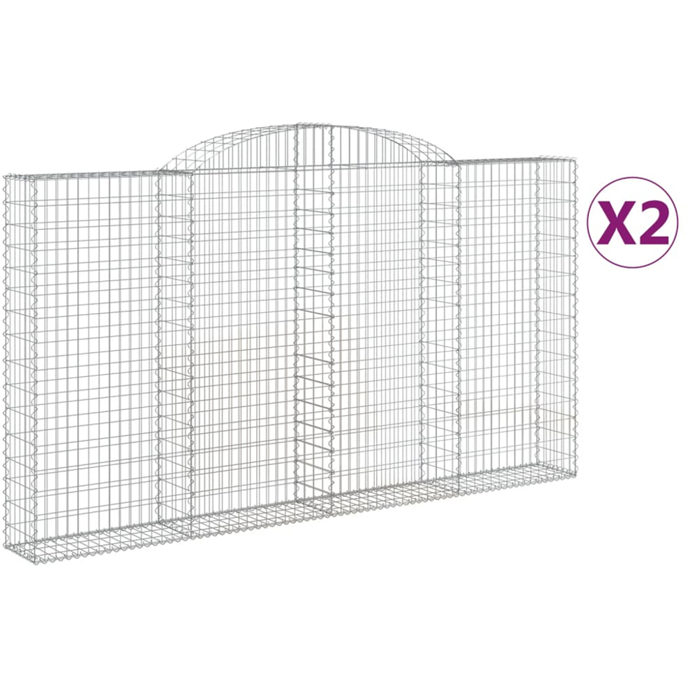 vidaXL Silver Galvanised Iron Arched Gabion Basket 300 x 30 x 160/180cm 2 Pack Image 4