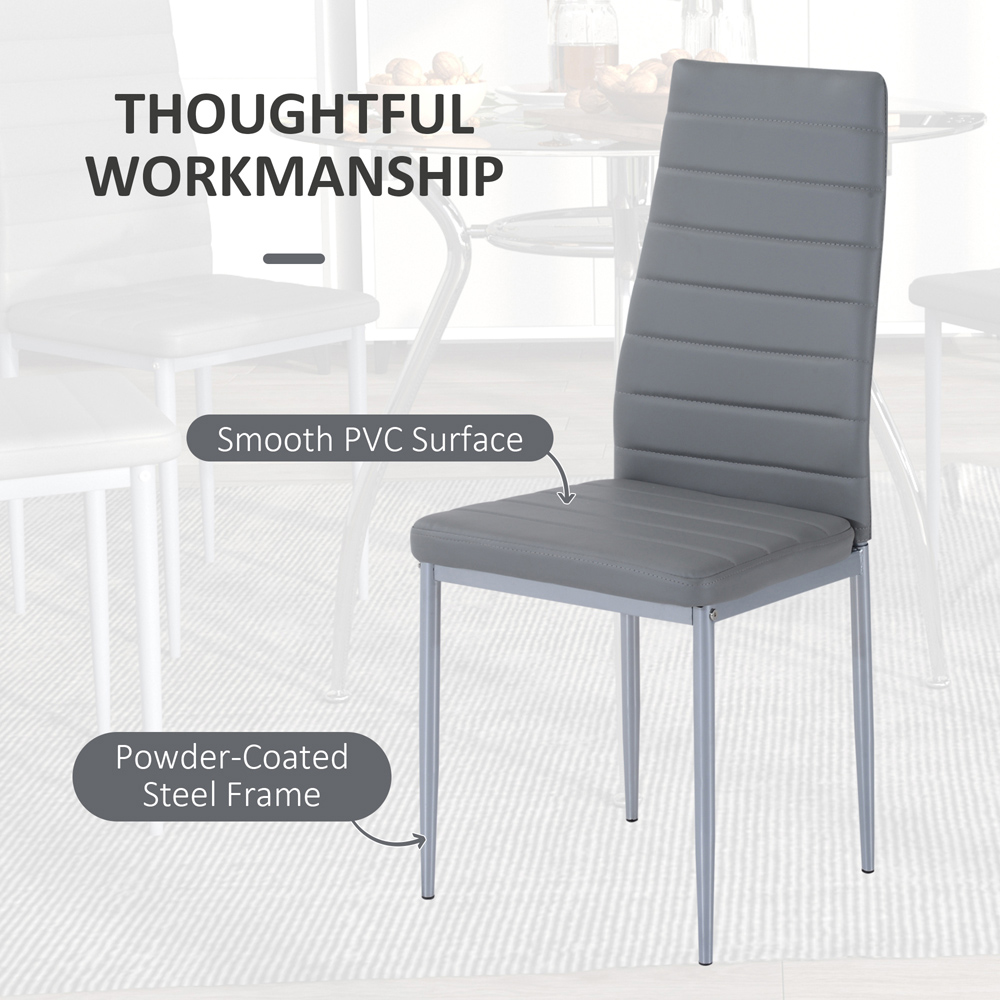 HOMCOM 4 Seater Round Dining Table Set Grey Image 7