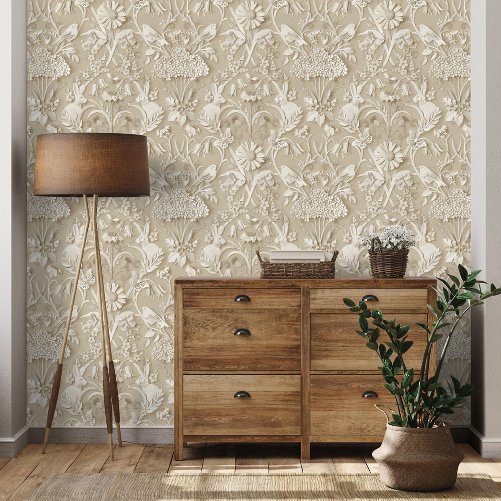 Fine Decor Woodland Floral Harmony Natural 3D Effect Wallpaper Image 4