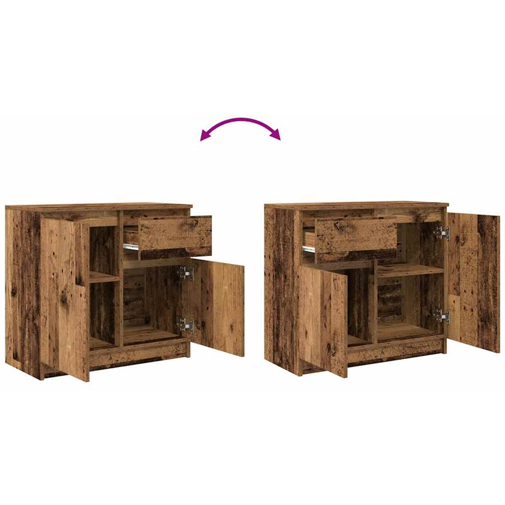 vidaXL 2 Door Single Drawer Old Wood Sideboard Image 9