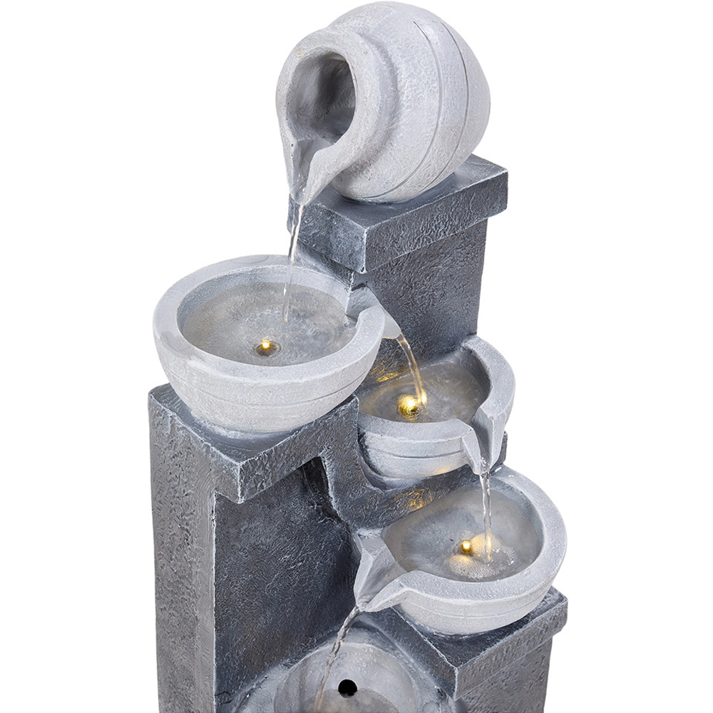 Living and Home 5-Tier Stone Effect Cascading Bowl Solar LED Water Feature Image 4