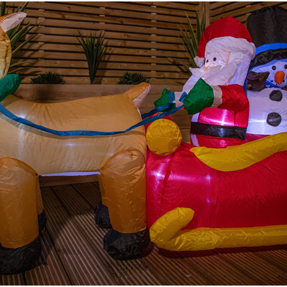 Samuel Alexander Santa and Snowman in Sleigh Light Up Inflatable Christmas Decoration 5ft Image 5