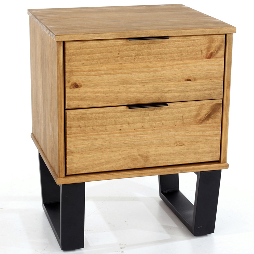 Core Products Texas 2 Drawer Antique Wax Pine Bedside Cabinet Image 4