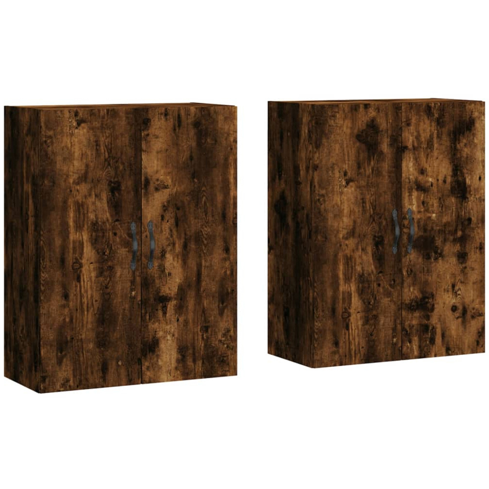 vidaXL 2 Door Smoked Oak Wall Mounted Storage Cabinet 2 Pack Image 2