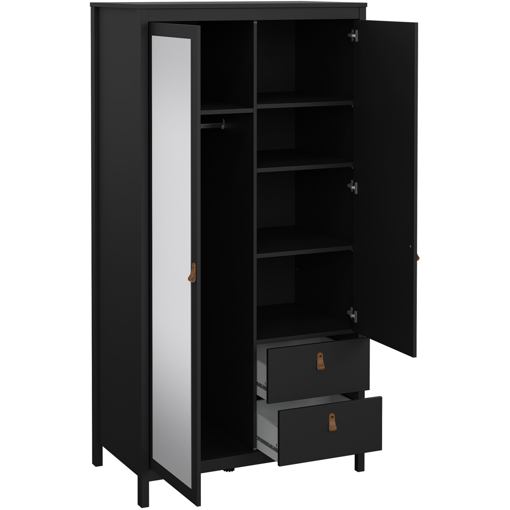 Florence Barcelona 2 Door 2 Drawer Matt Black Mirrored Wardrobe Image 4