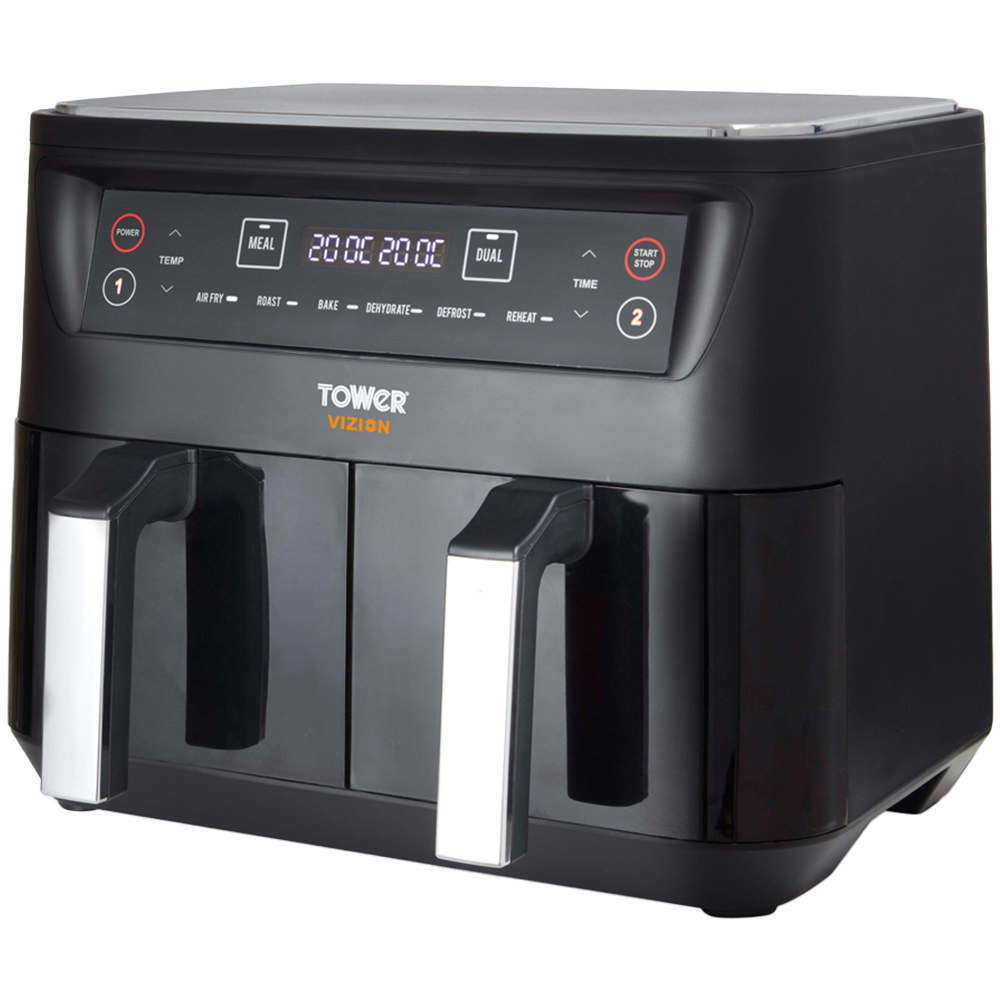 Tower Vortx T17104 Black Vizion Dual Basket Digital Air Fryer 8L Image 1