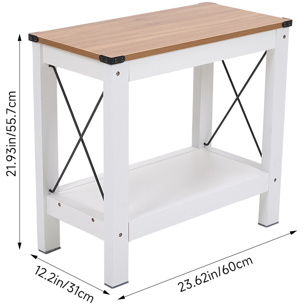 Living and Home Single Shelf White Side Table Image 9