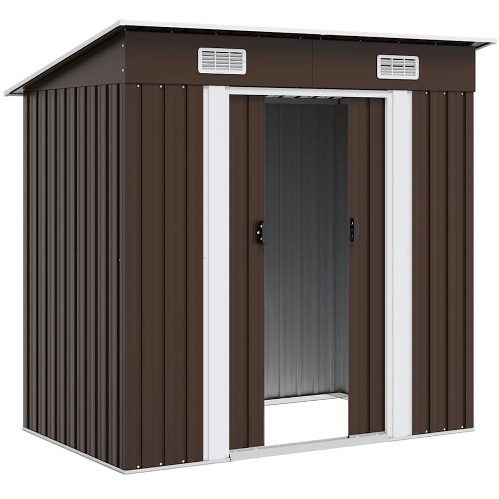 vidaXL 6.4 x 4ft Brown Galvanised Steel Pent Garden Shed Image 4