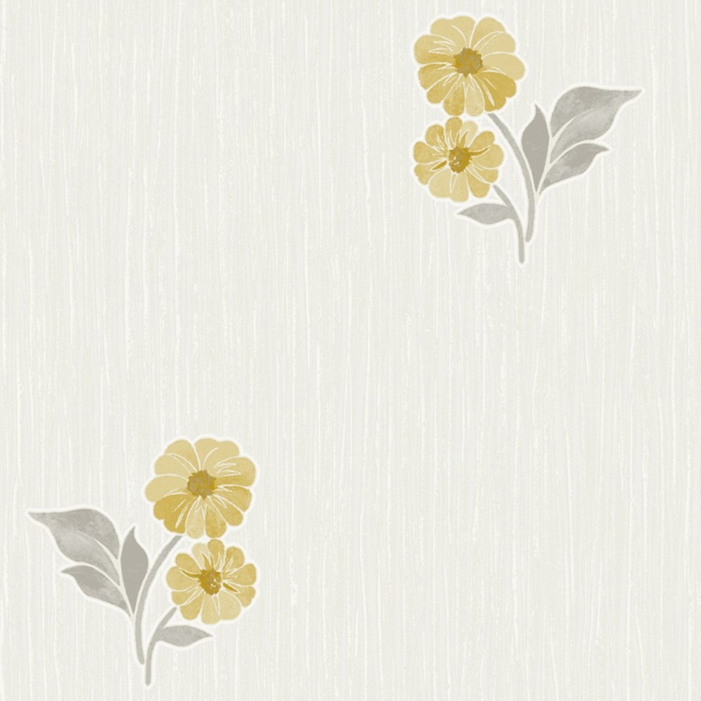 Grandeco Clametis Floral Sprig Yellow Vinyl Wallpaper Image 3