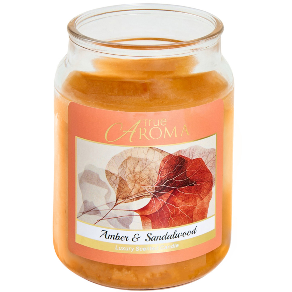 Scented Large Mason Jar Candle Amber and Sandalwood Image 2
